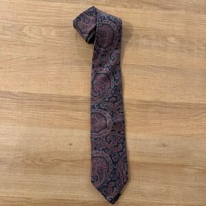 Harken Ltd Paisley Silk Blend Necktie Men Blue Red Formal Business